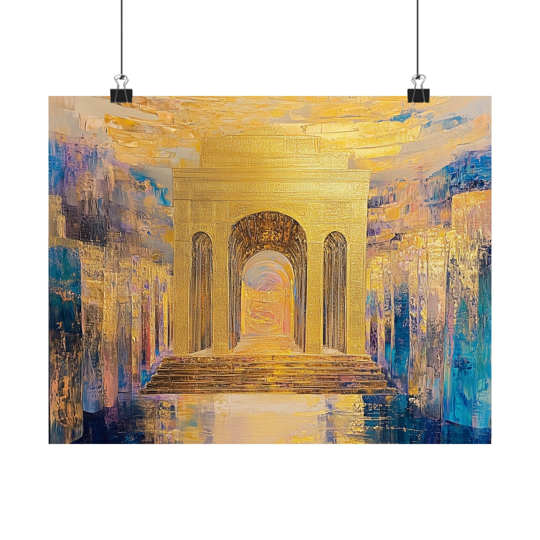 Golden Jerusalem Gate Wall Art Home Decor Print Judaica Poster