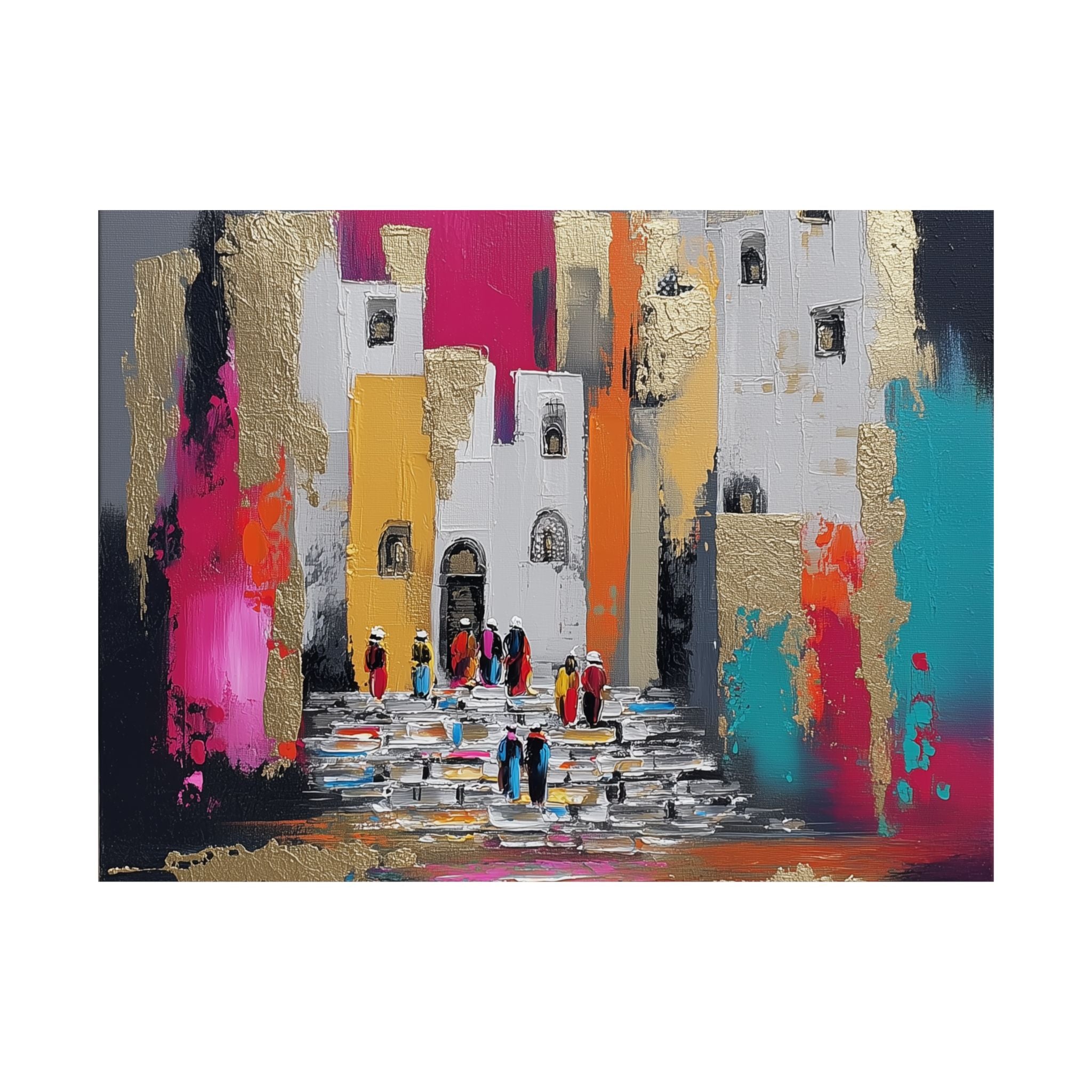 Colorful Jerusalem Judaica Wall Art Decor Canvas