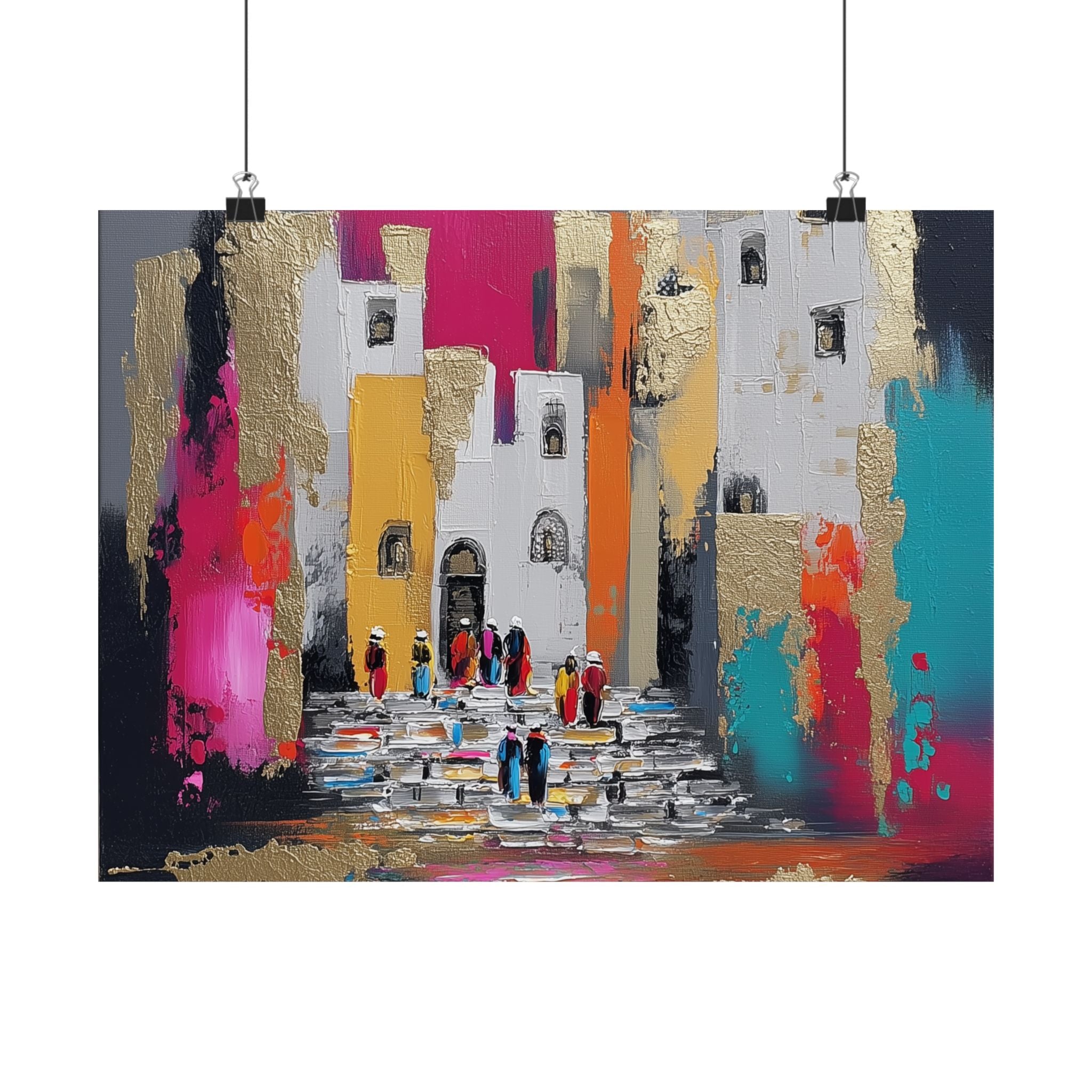 Colorful Jerusalem Judaica Wall Art Decor Canvas