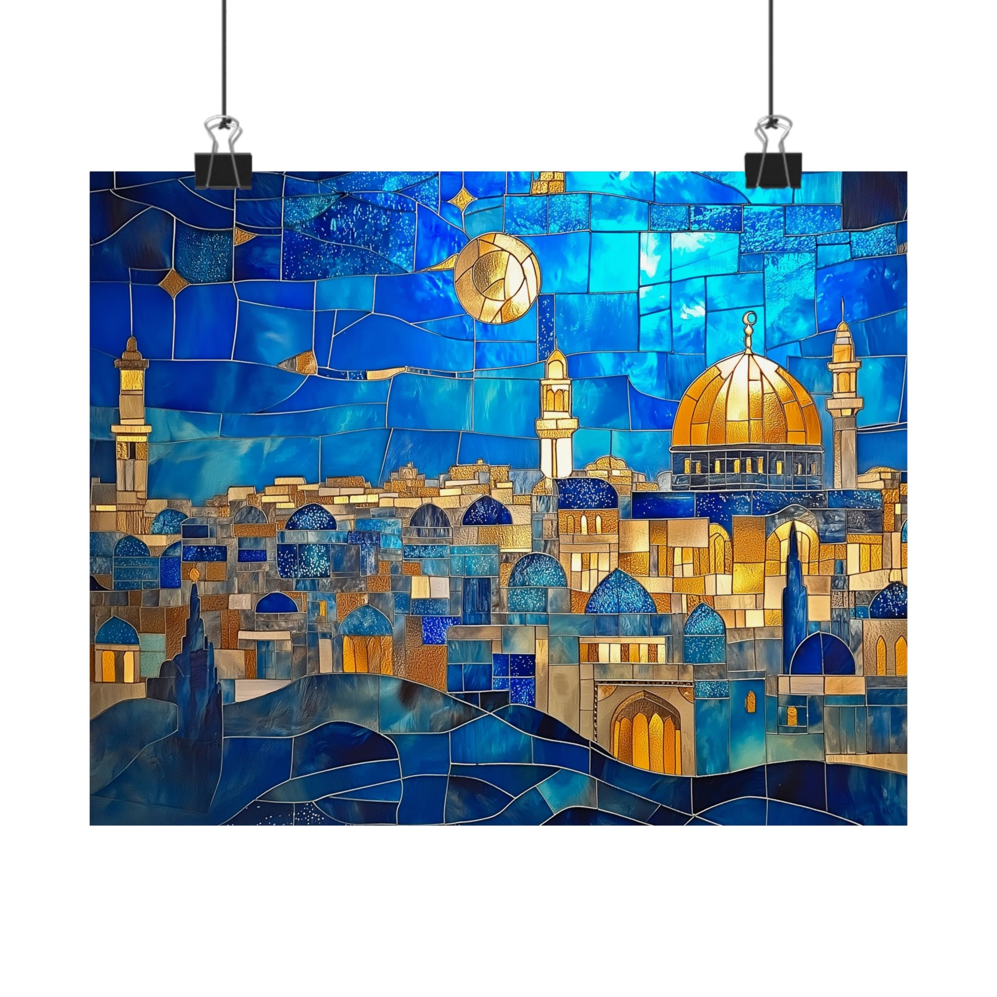 Jerusalem Wall Art Decor Print Judaica Poster Jewish Home Decor Dome of the Rock Mosaic