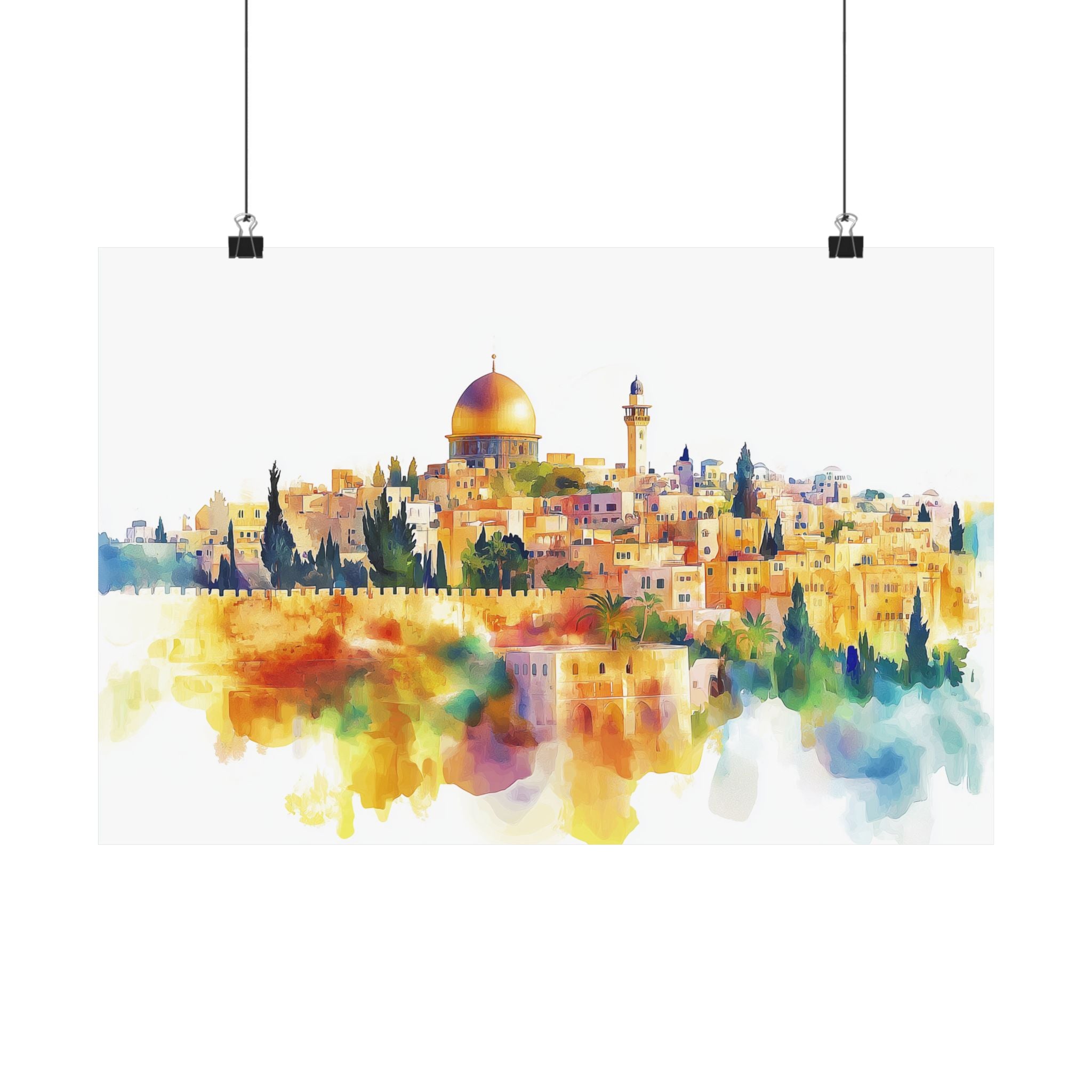 Jerusalem Wall Art Poster Dome Of The Rock Judaica  Art Gift