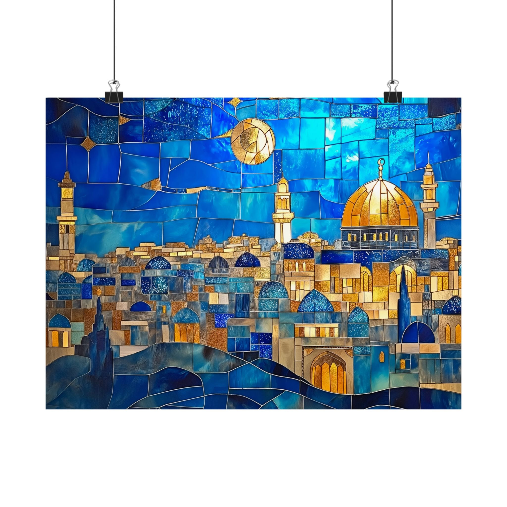 Jerusalem Wall Art Decor Print Judaica Poster Jewish Home Decor Dome of the Rock Mosaic
