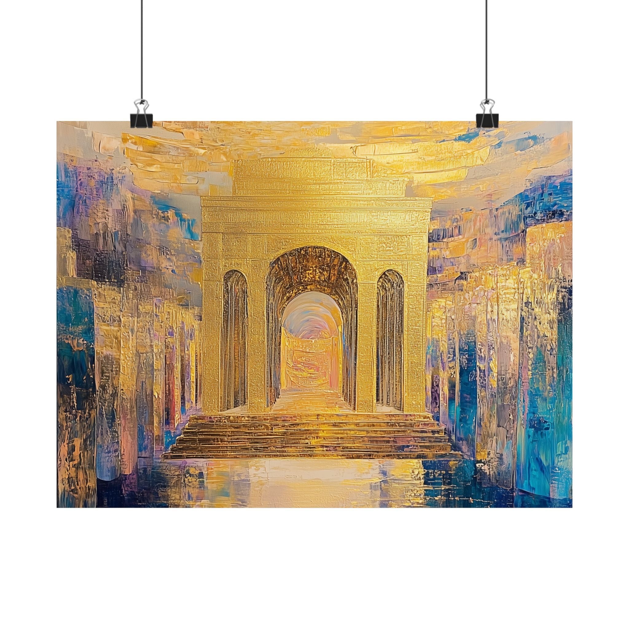 Golden Jerusalem Gate Wall Art Home Decor Print Judaica Poster