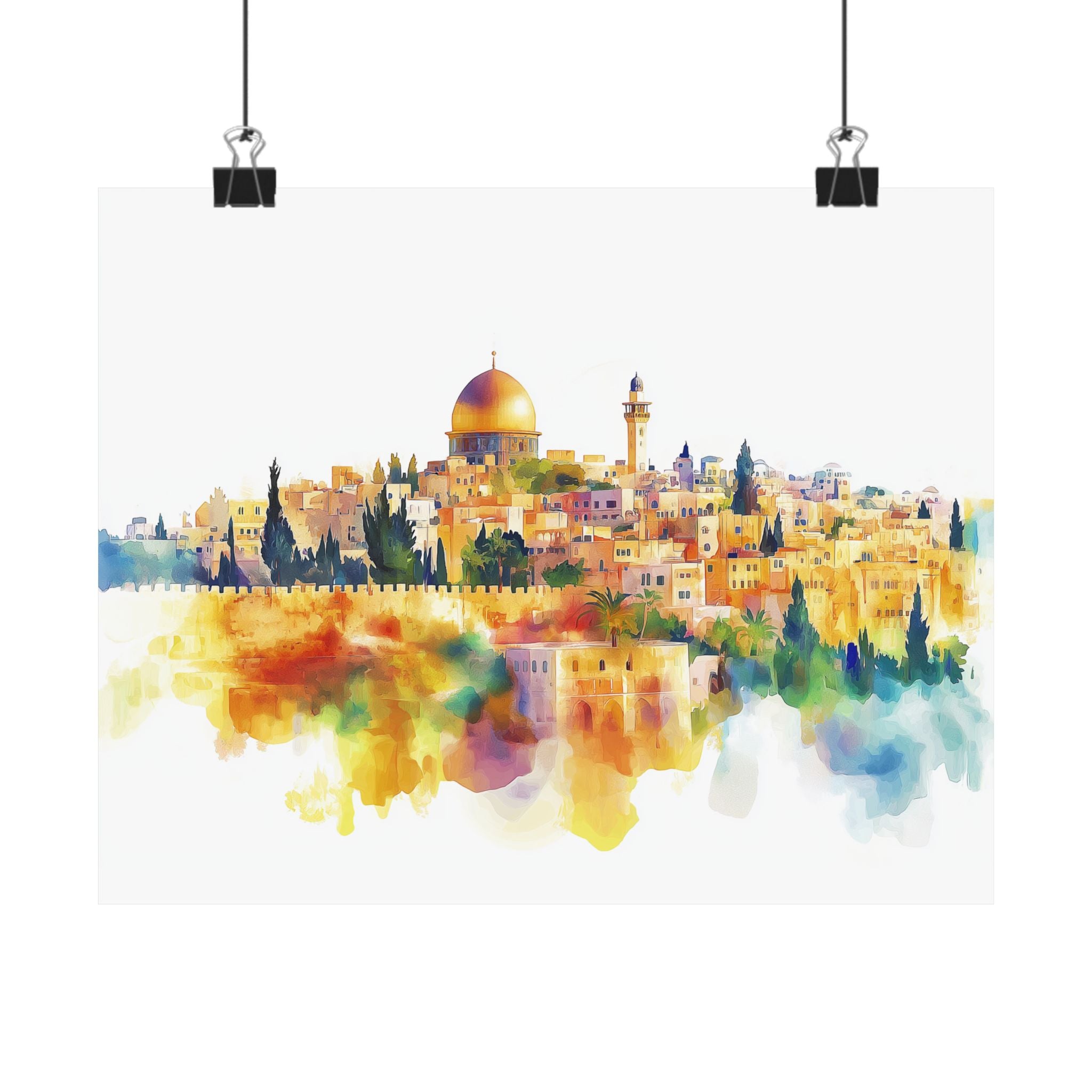 Jerusalem Wall Art Poster Dome Of The Rock Judaica  Art Gift