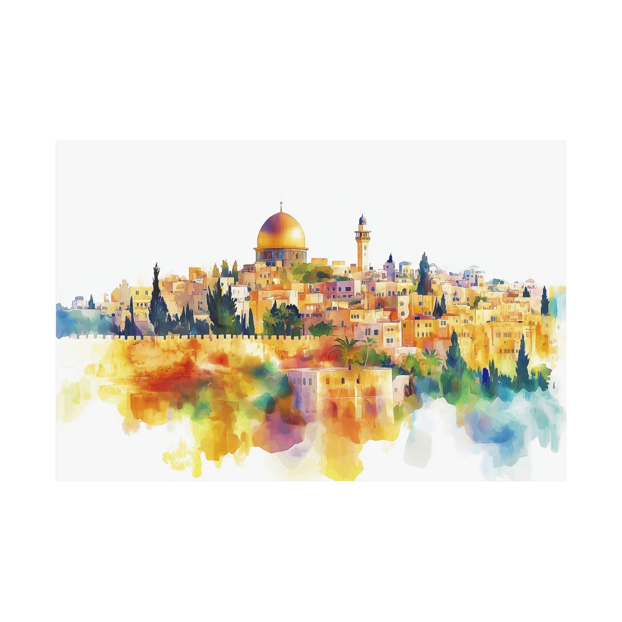 Jerusalem Wall Art Poster Dome Of The Rock Judaica  Art Gift