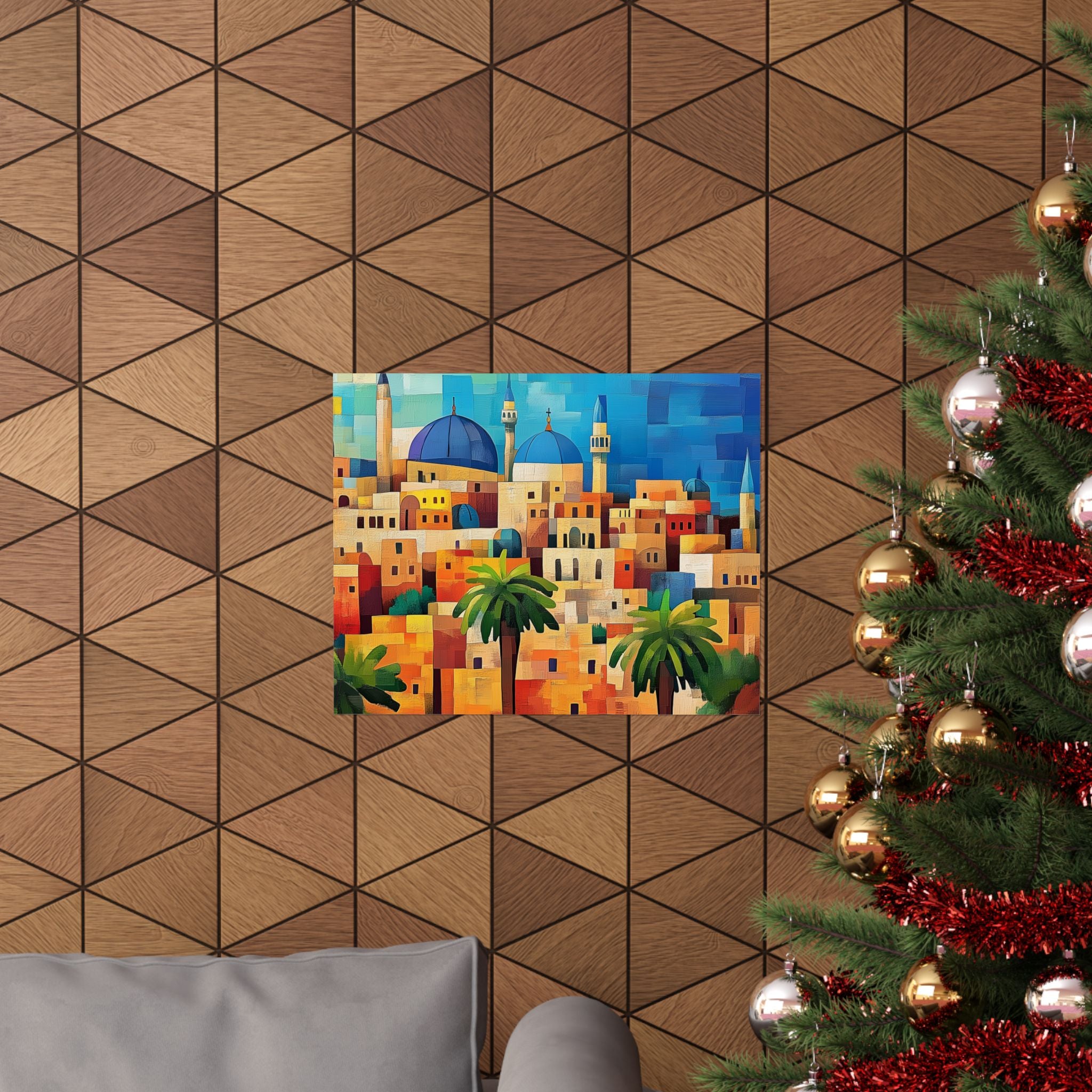 Colorful Jerusalem Judaica Wall Art Canvas Painting Old City Israel