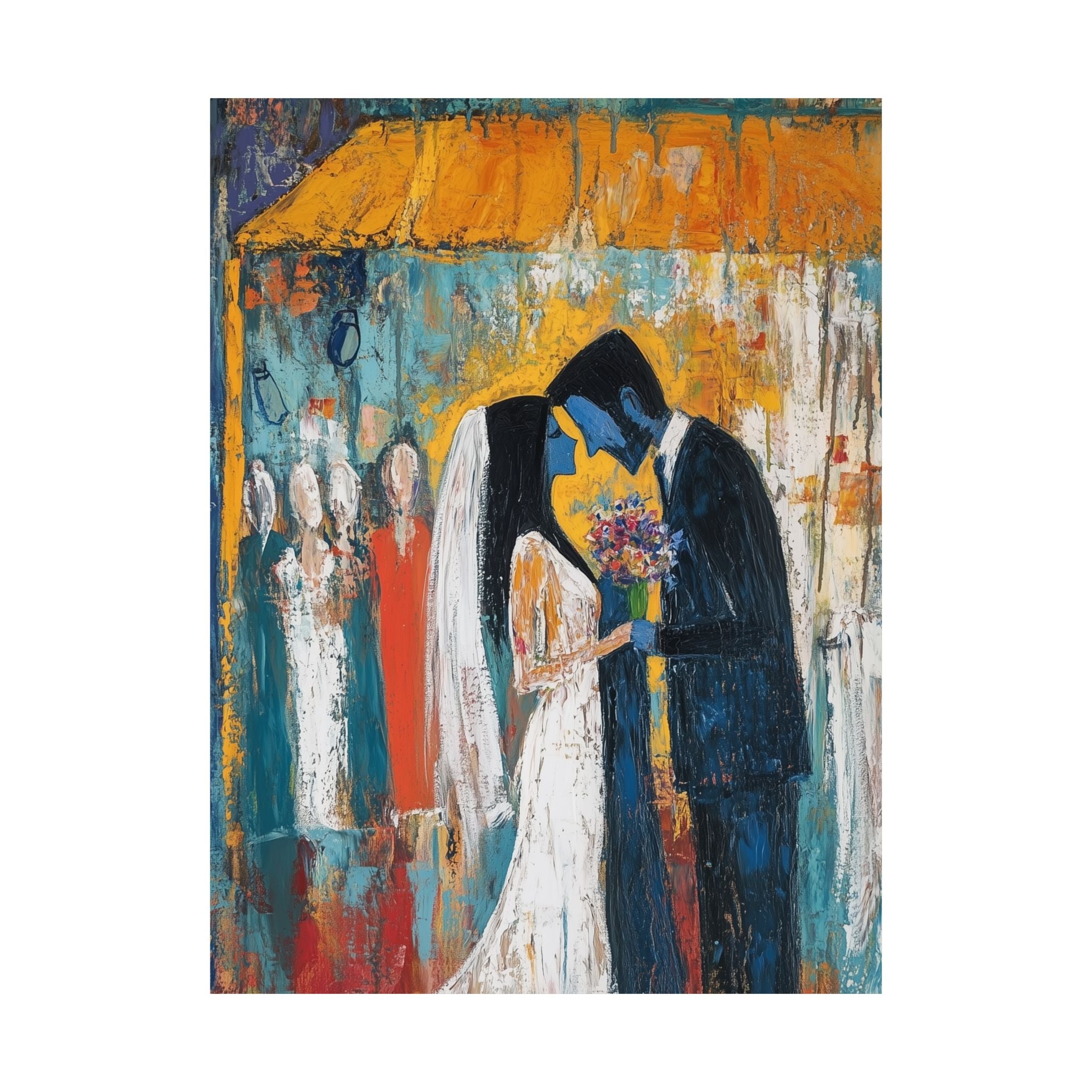 Jewish Wedding Under Chuppah Wall Art Decor Judaica Gift Art