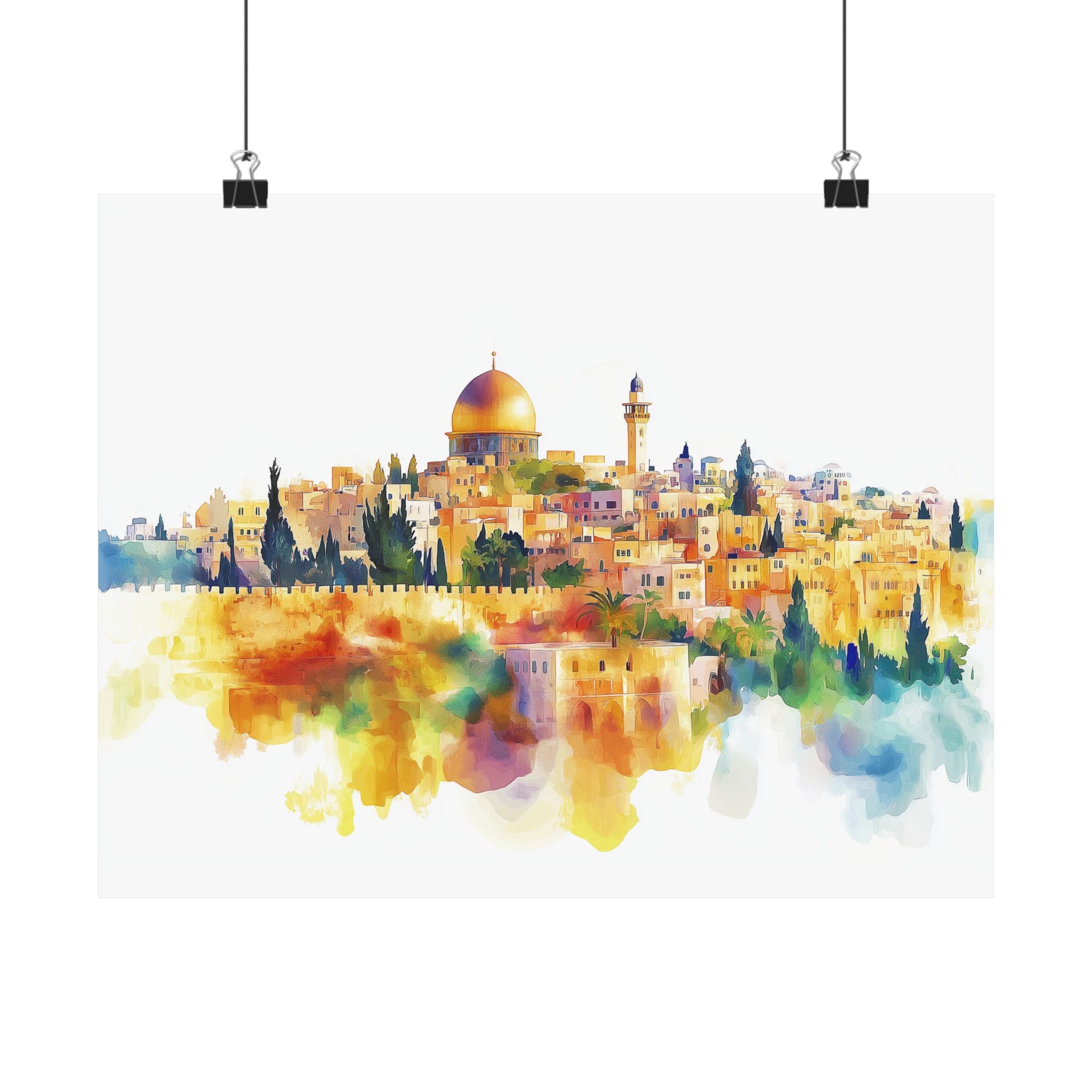 Jerusalem Wall Art Poster Dome Of The Rock Judaica  Art Gift