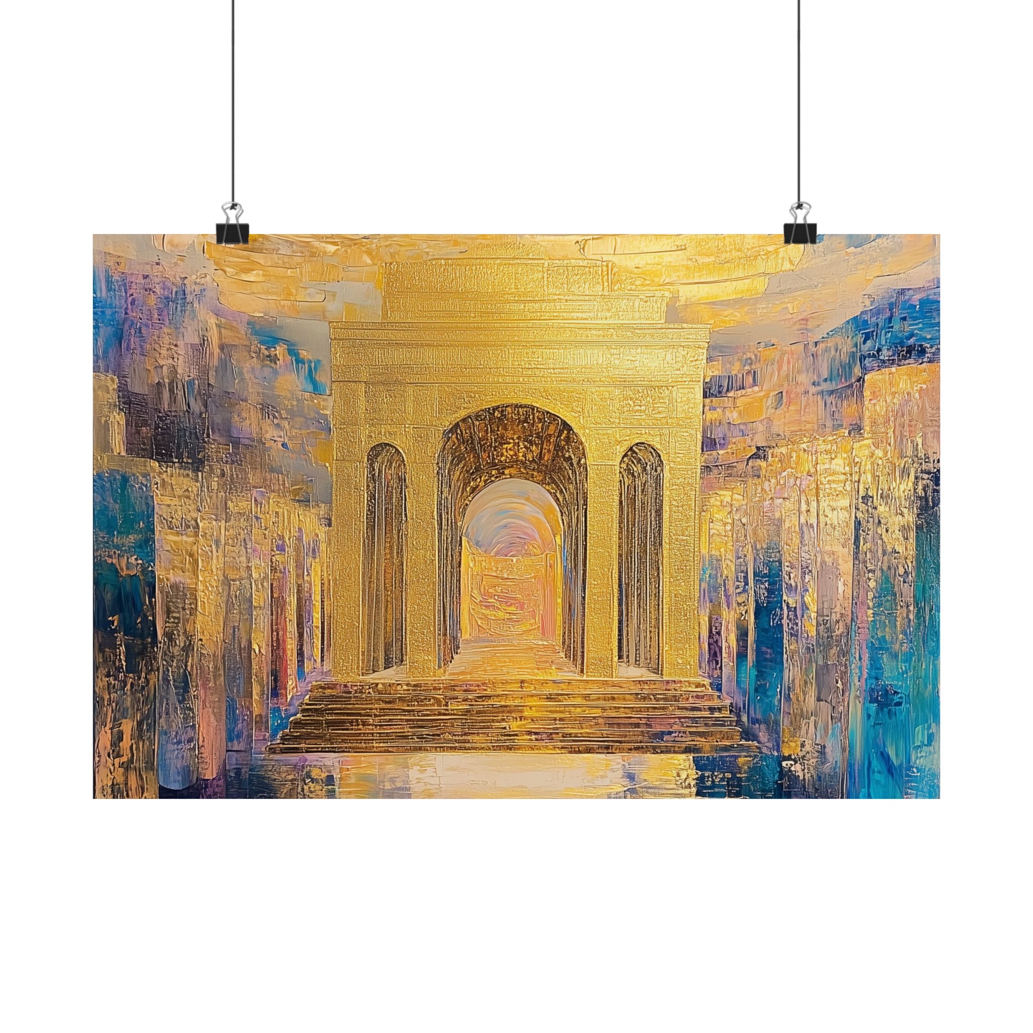 Golden Jerusalem Gate Wall Art Home Decor Print Judaica Poster