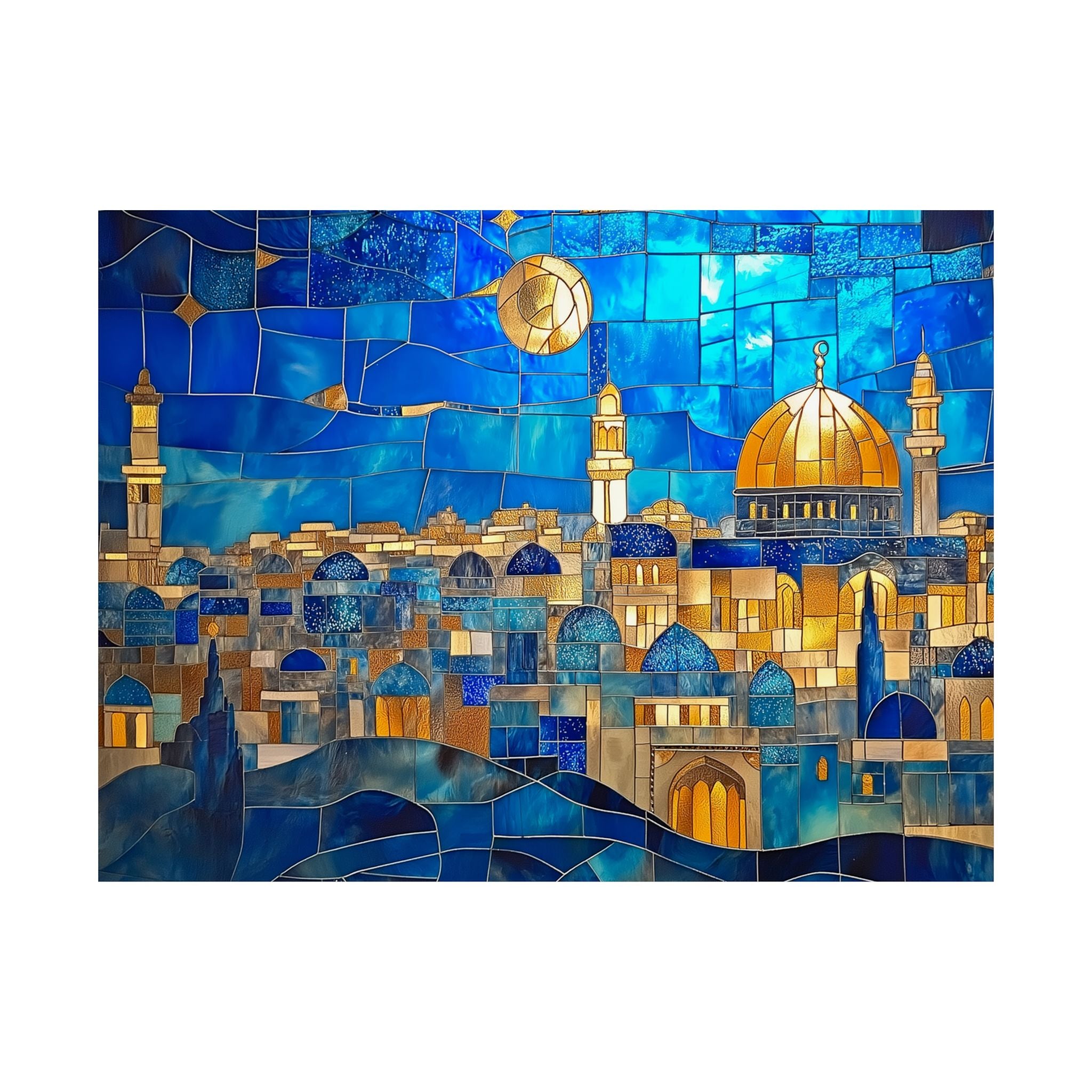Jerusalem Wall Art Decor Print Judaica Poster Jewish Home Decor Dome of the Rock Mosaic