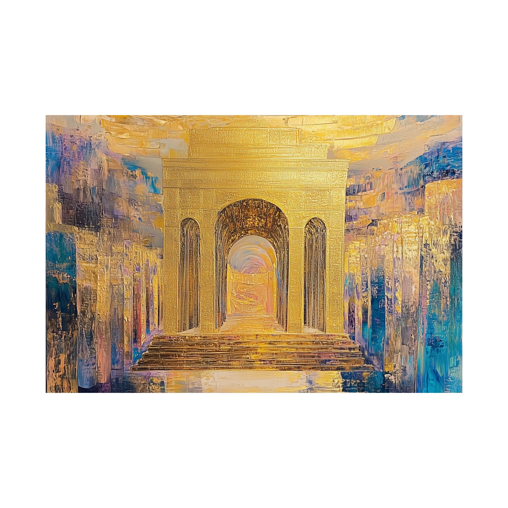Golden Jerusalem Gate Wall Art Home Decor Print Judaica Poster