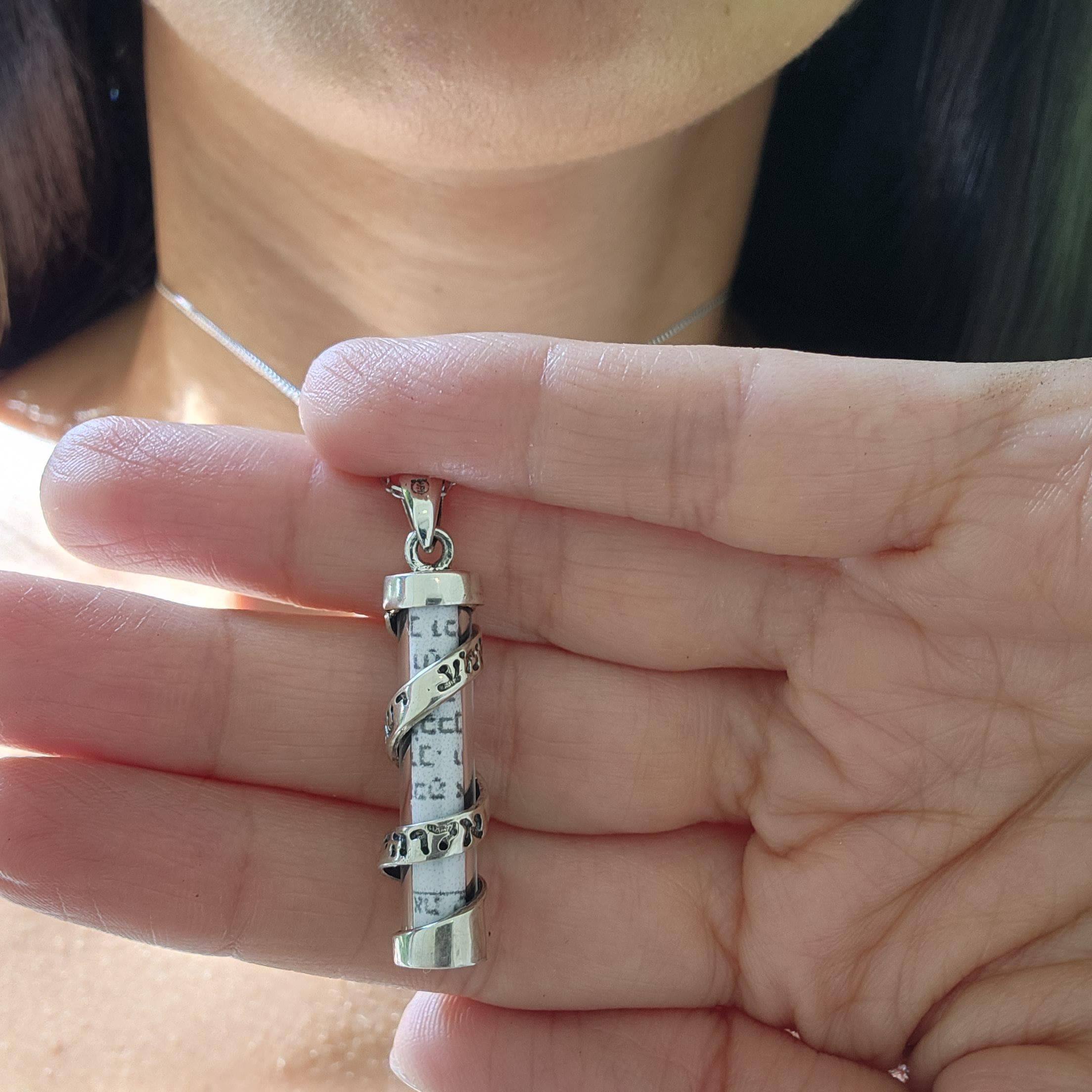 Sterling Silver Mezuzah Pendant Judaica Jewelry 925 Silver Mezuzah Israel Necklace Magen David Necklace Jewish Star Necklace Israeli Jewelry
