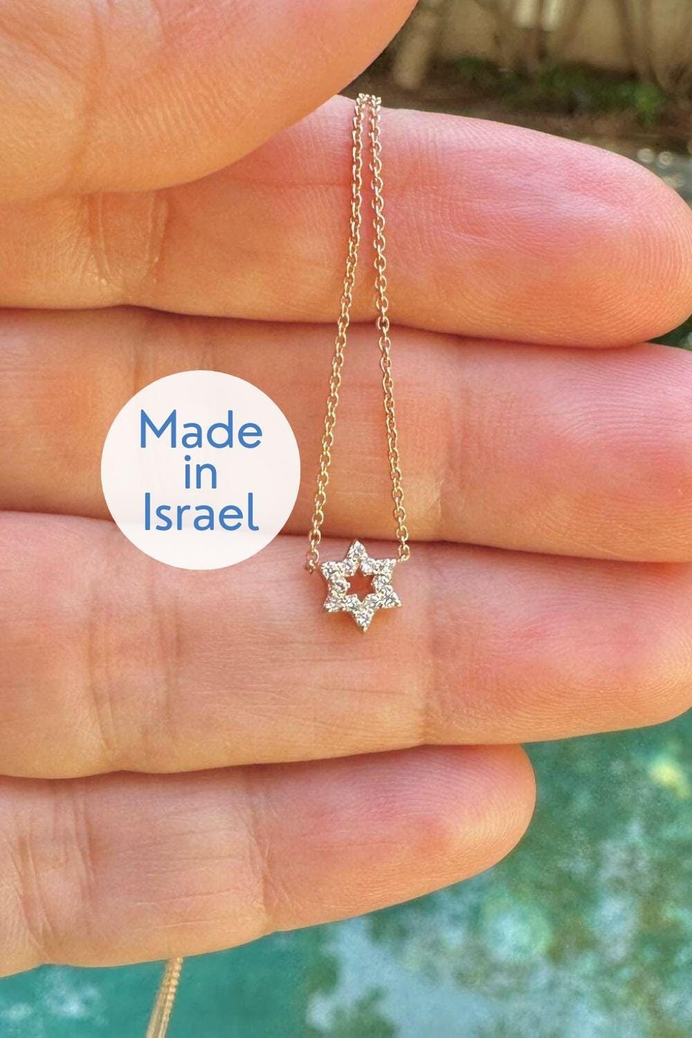 שרשרת יהלומים מגן דוד 14 קראט זהב מלא