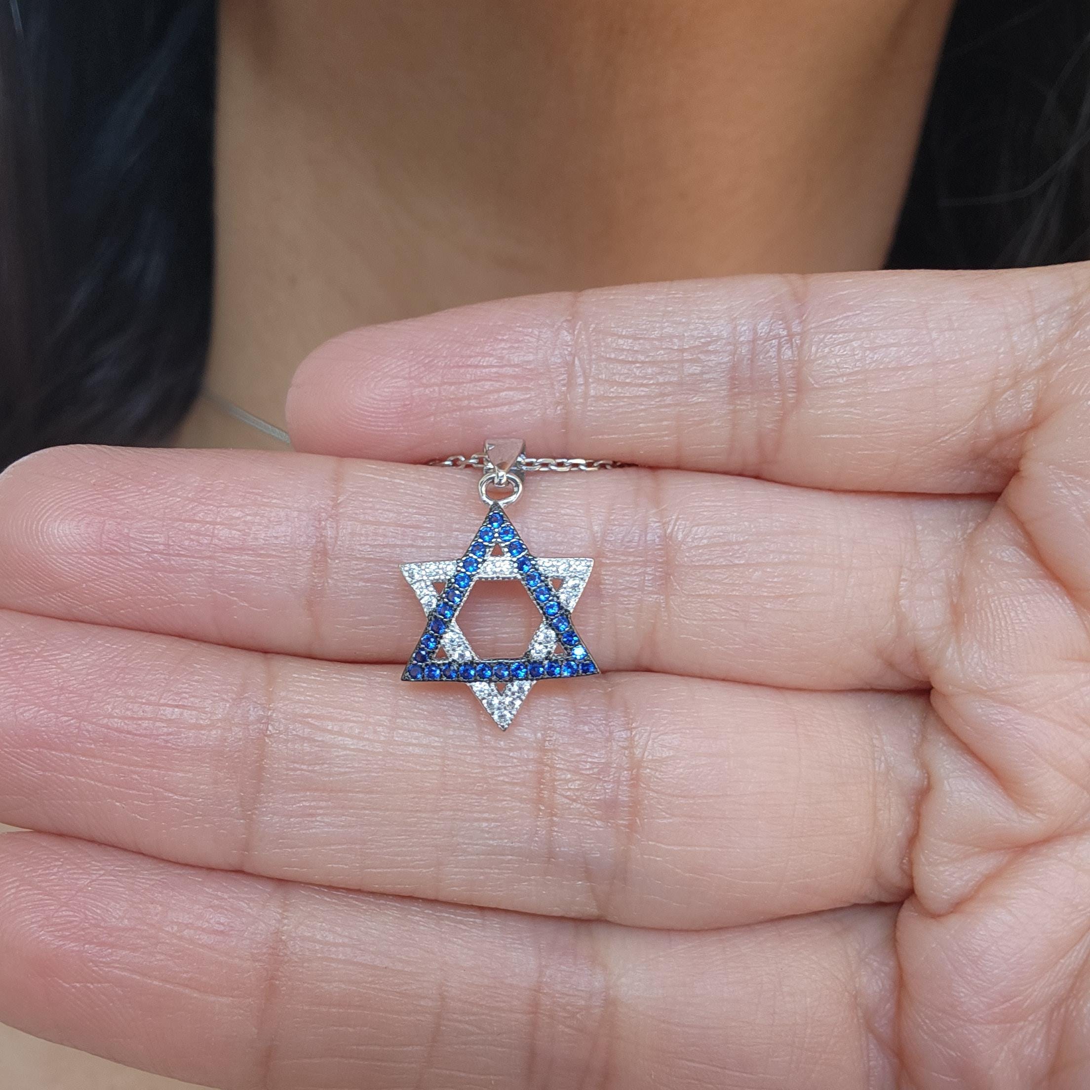 CZ שרשרת מגן דוד ישראל 925 כסף סטרלינג
