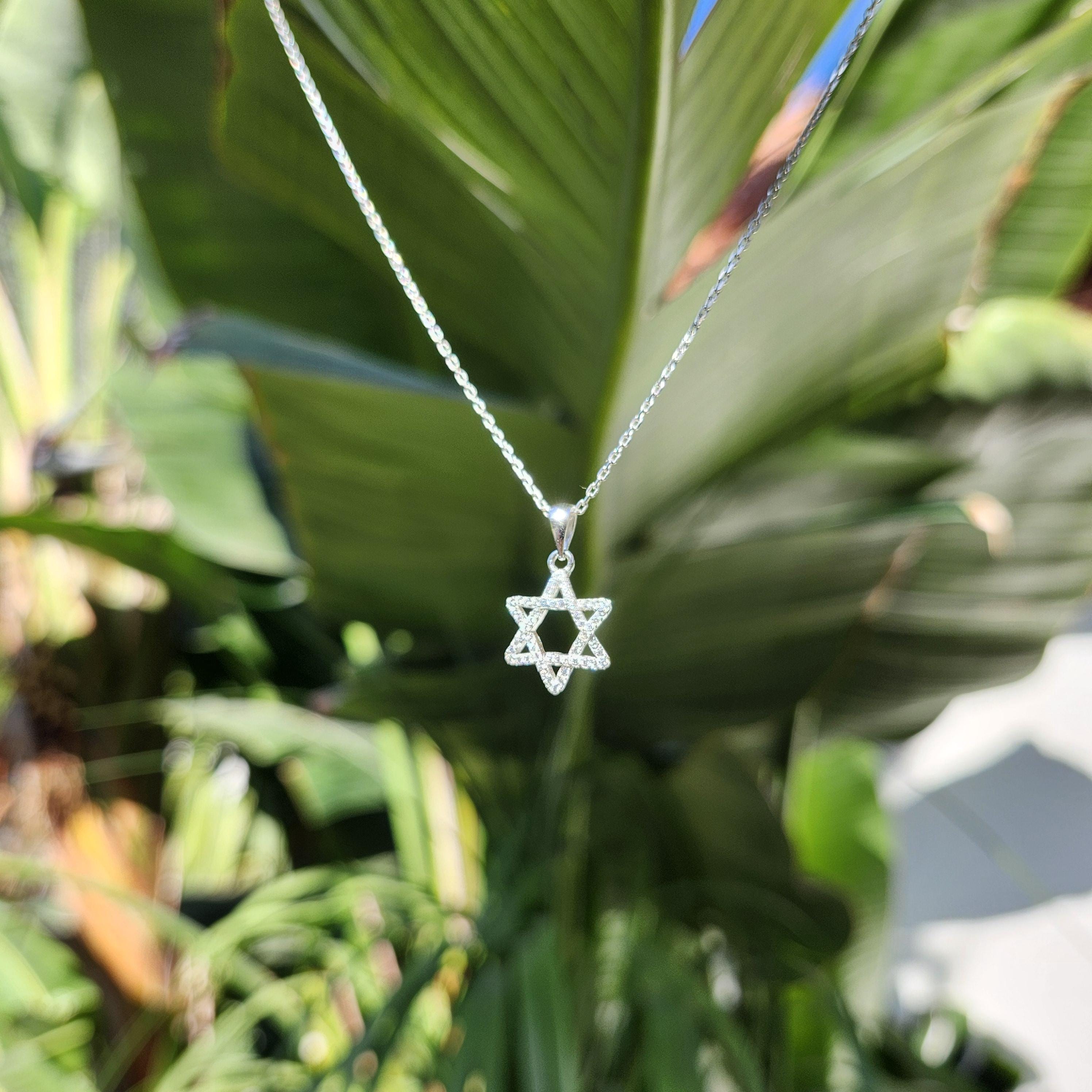 CZ שרשרת מגן דוד ישראל 925 כסף סטרלינג
