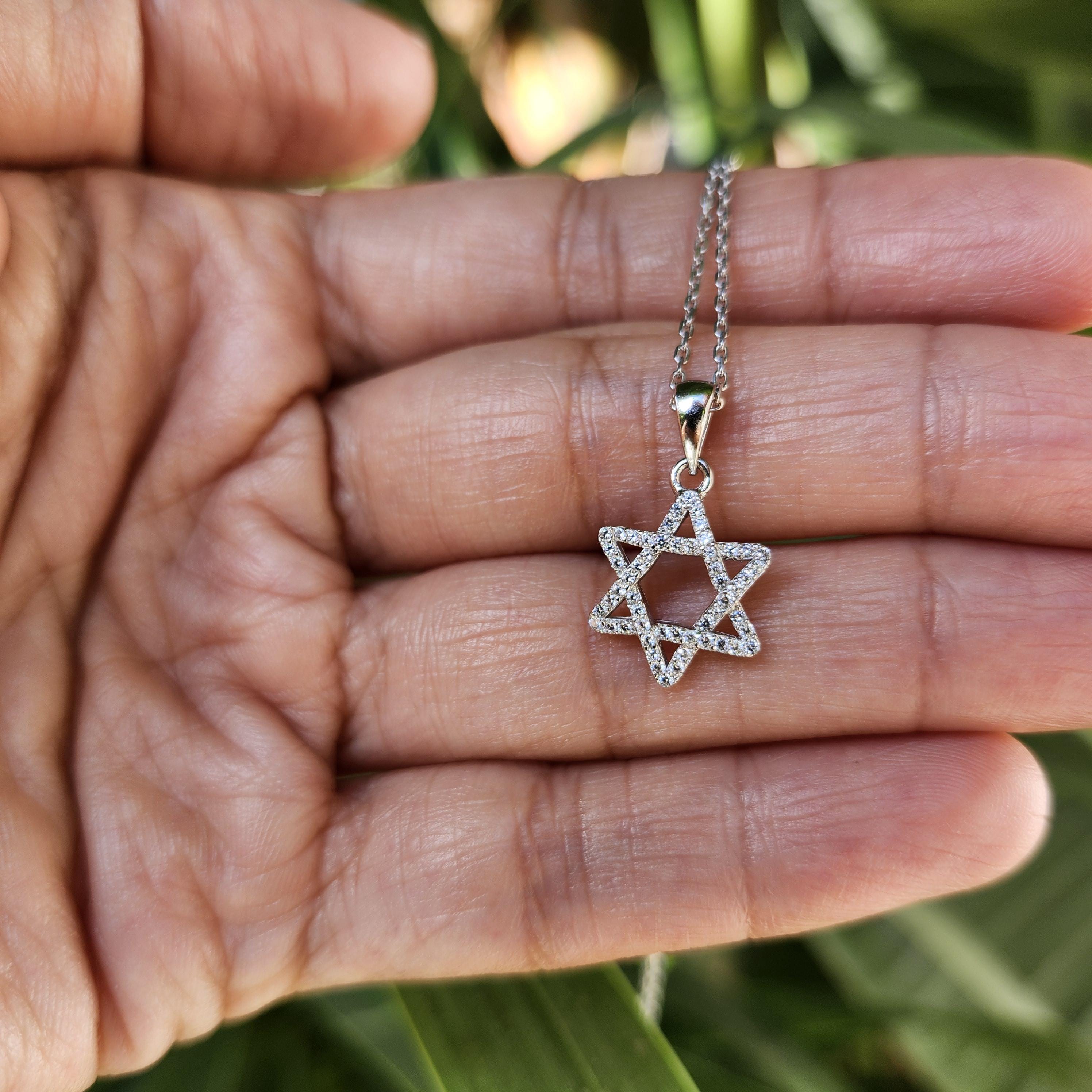 CZ שרשרת מגן דוד ישראל 925 כסף סטרלינג