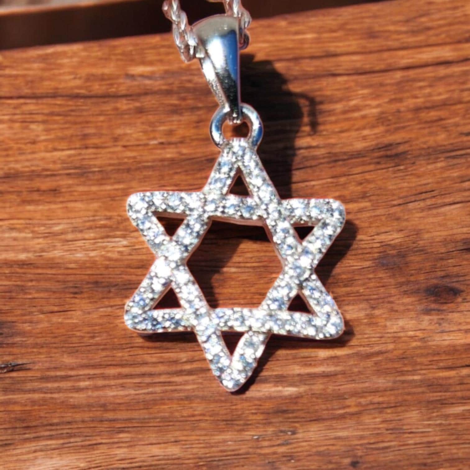 CZ שרשרת מגן דוד ישראל 925 כסף סטרלינג