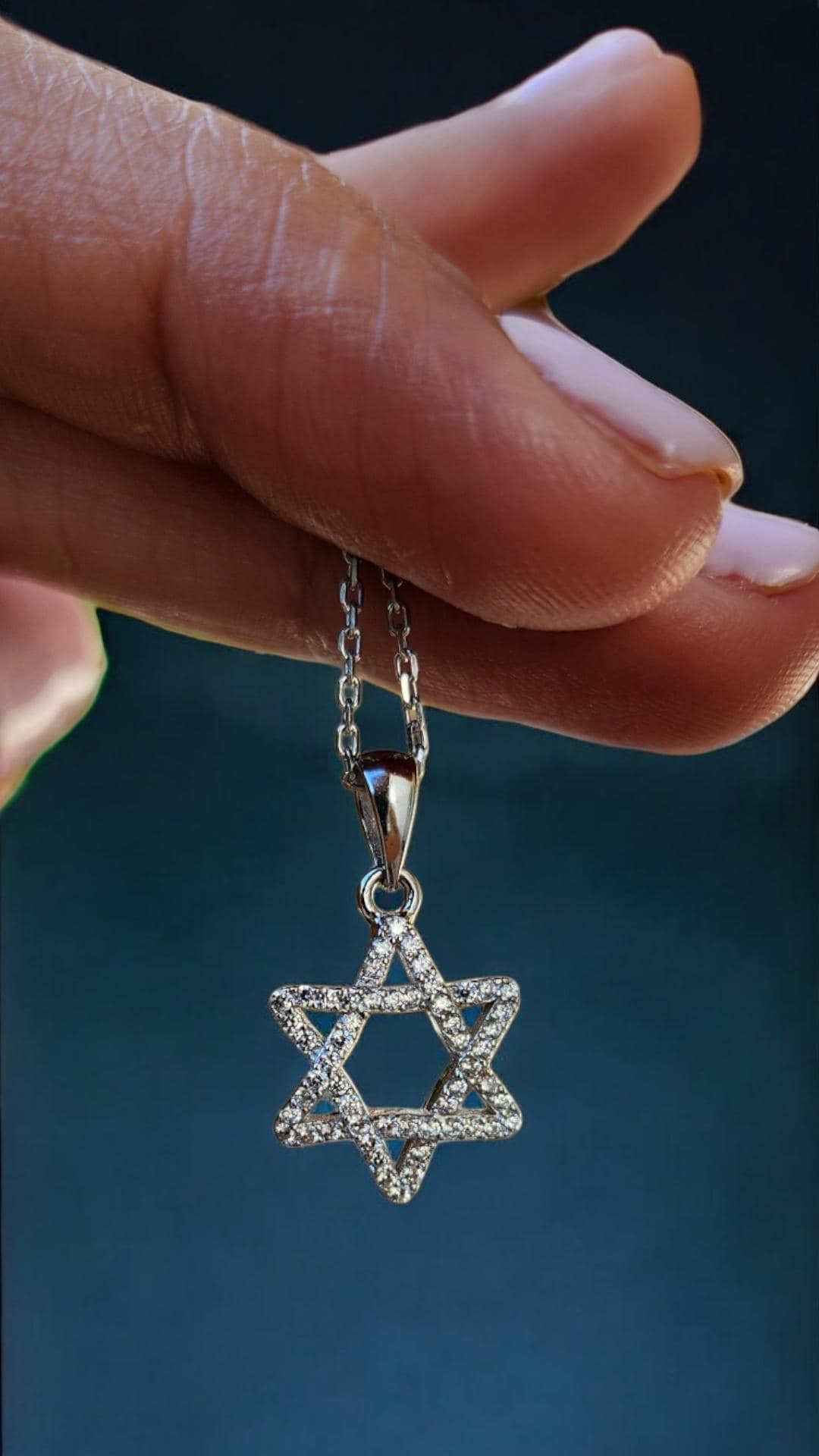 CZ שרשרת מגן דוד ישראל 925 כסף סטרלינג