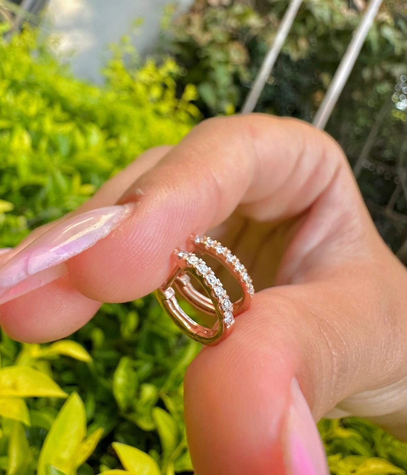 עגילי מעבדה עגילי יהלום חישוק זהב 14k