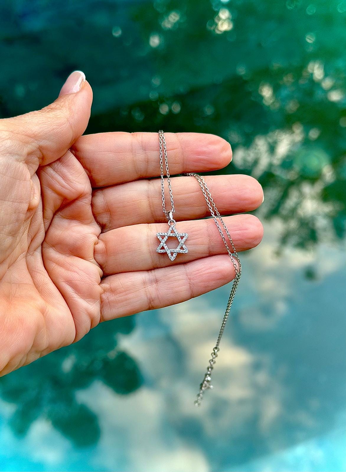 שרשרת יהלומים מגן דוד 14 קראט זהב מלא