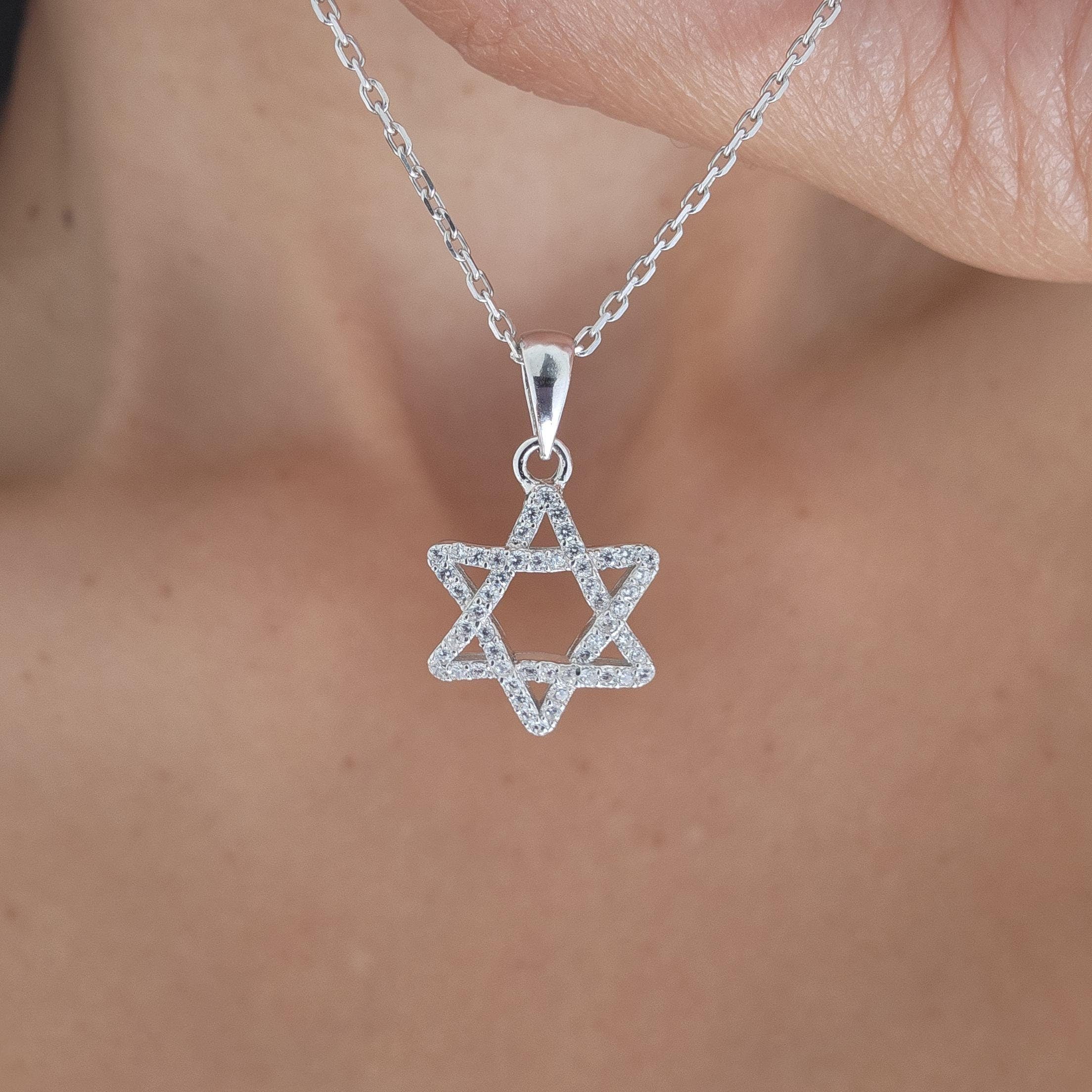 CZ שרשרת מגן דוד ישראל 925 כסף סטרלינג