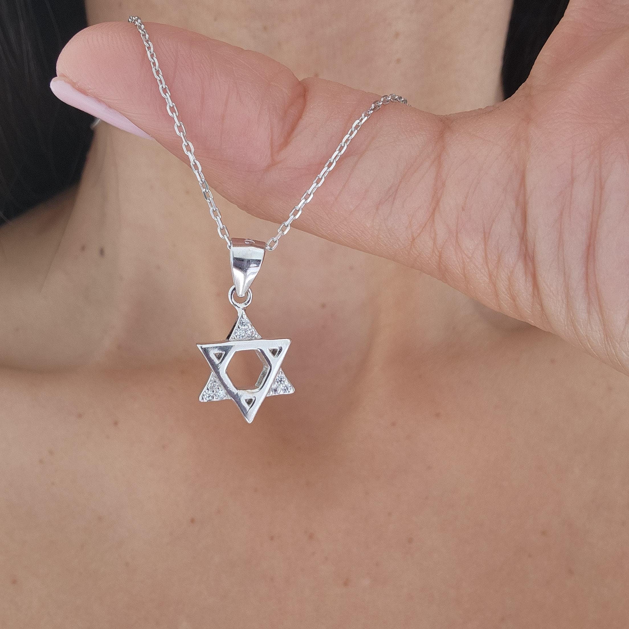 CZ שרשרת מגן דוד ישראל 925 כסף סטרלינג