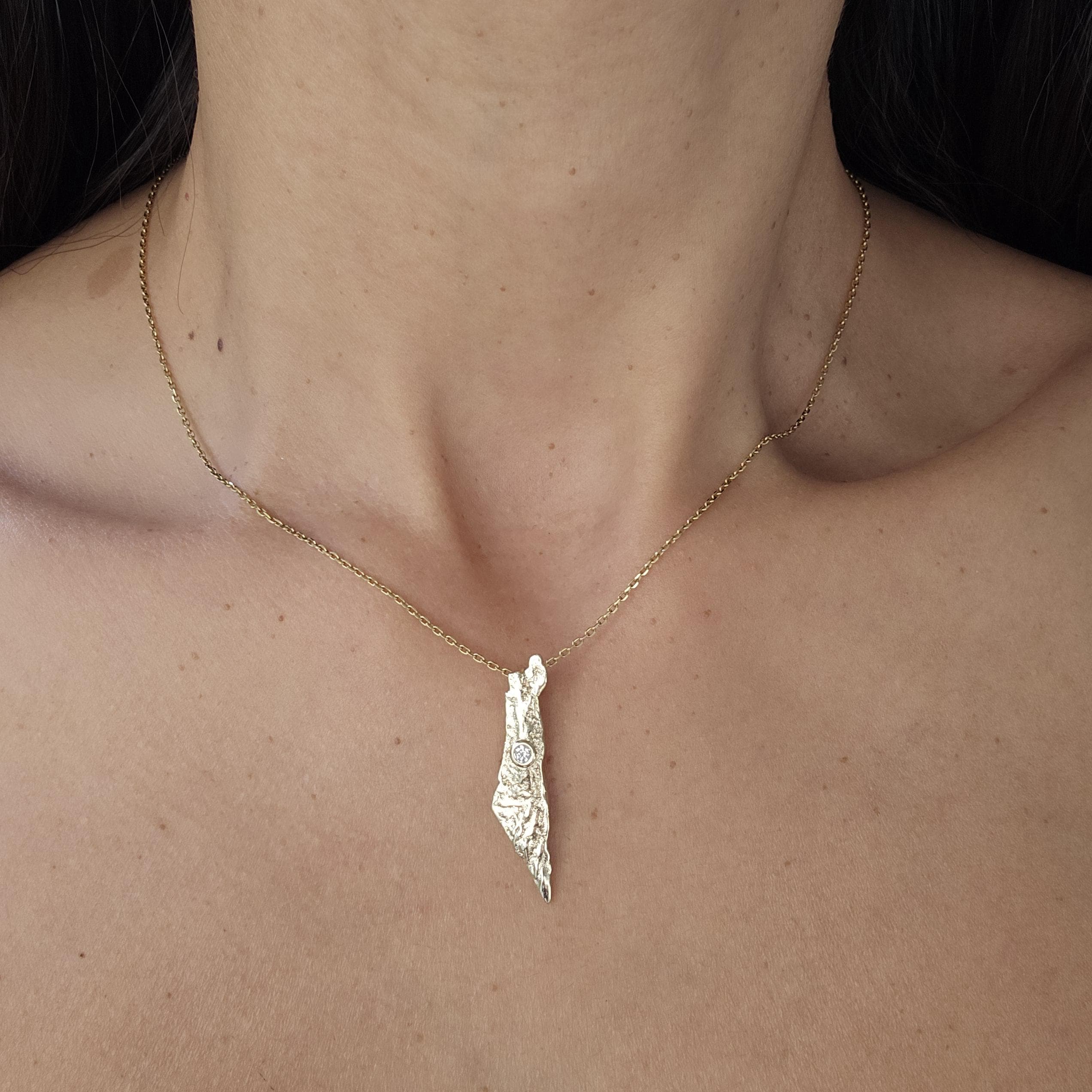 Israel Map Necklace Jewish Star Necklace