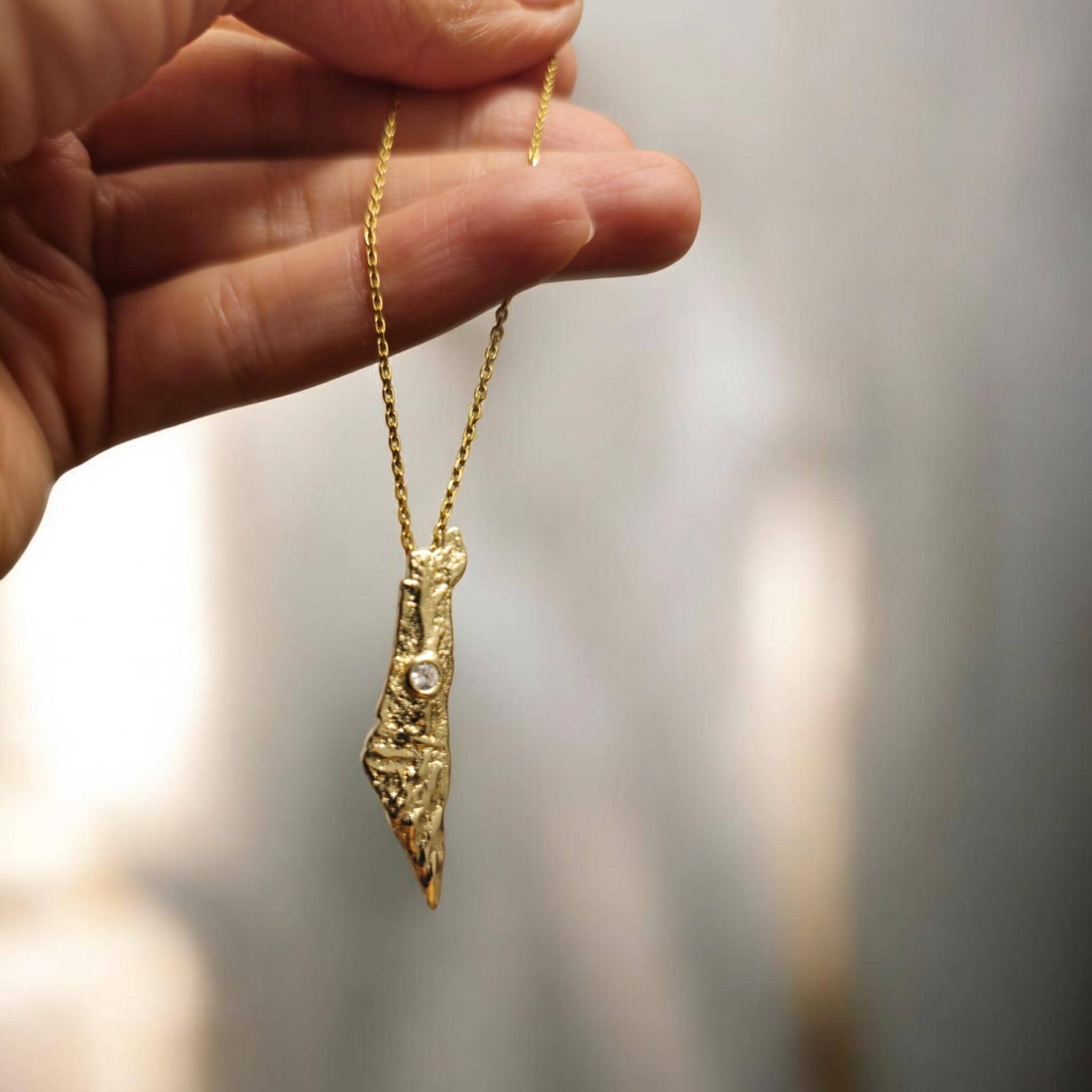 Israel Map Necklace Jewish Star Necklace