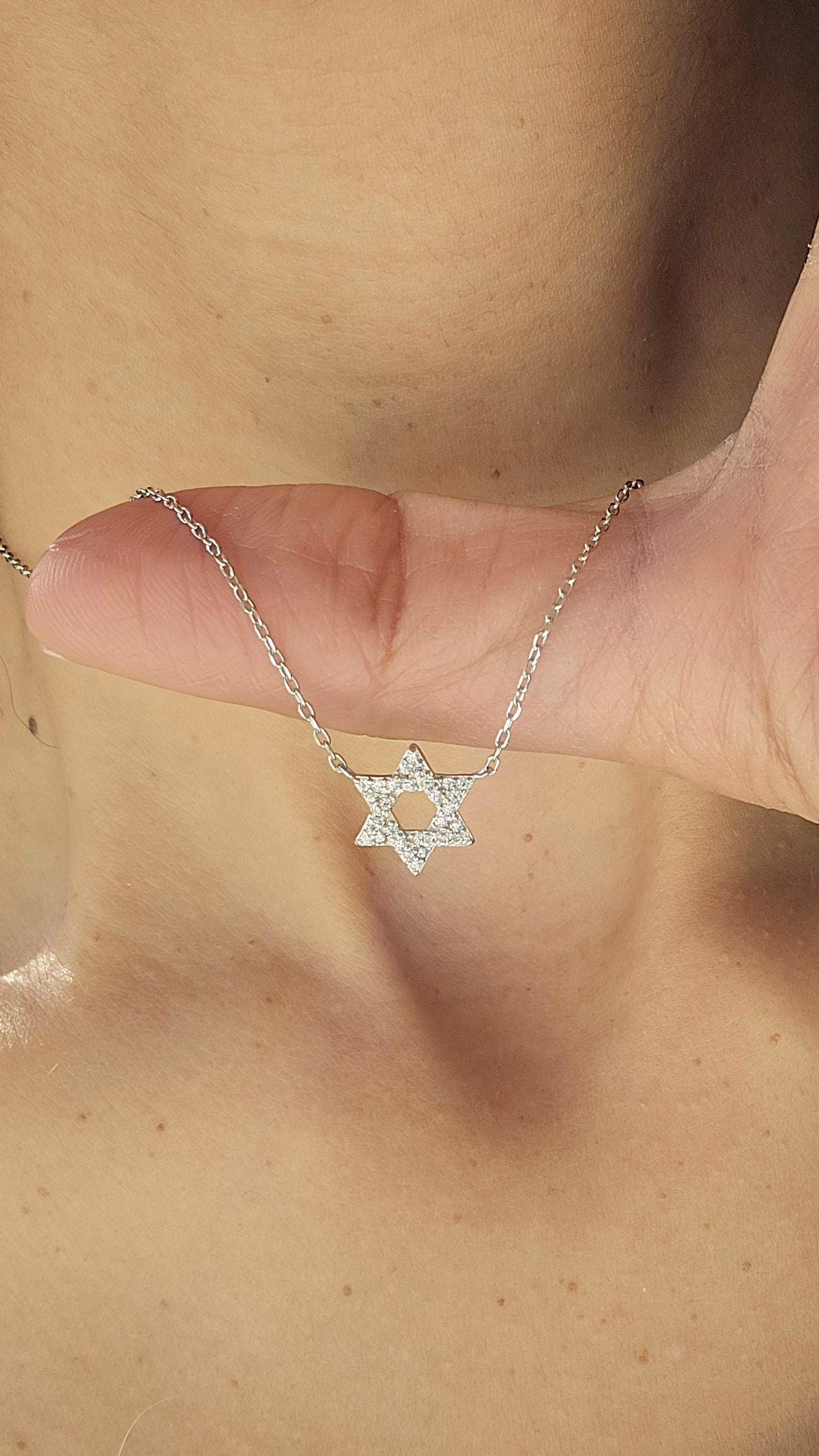 CZ שרשרת מגן דוד ישראל 925 כסף סטרלינג