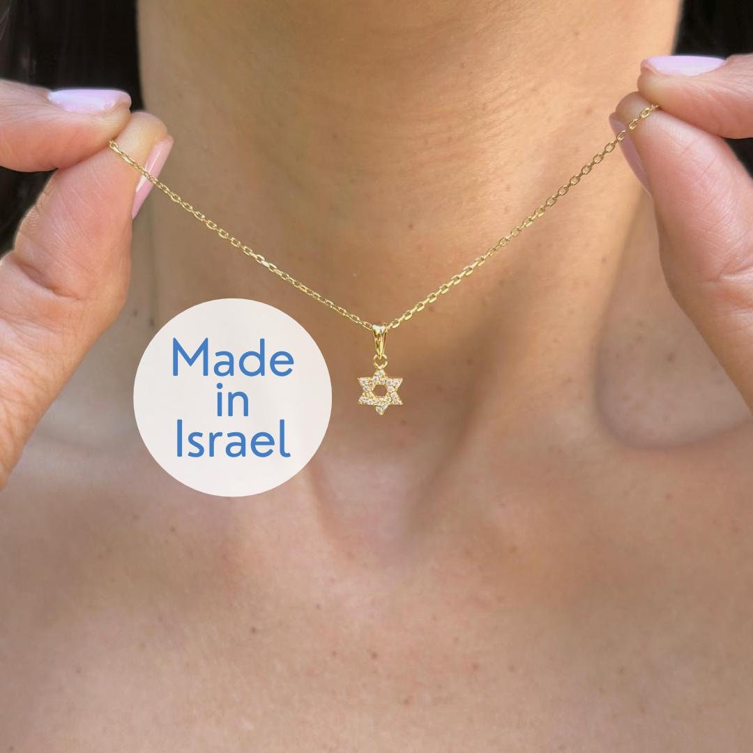 שרשרת יהלומים מגן דוד 14 קראט זהב מלא