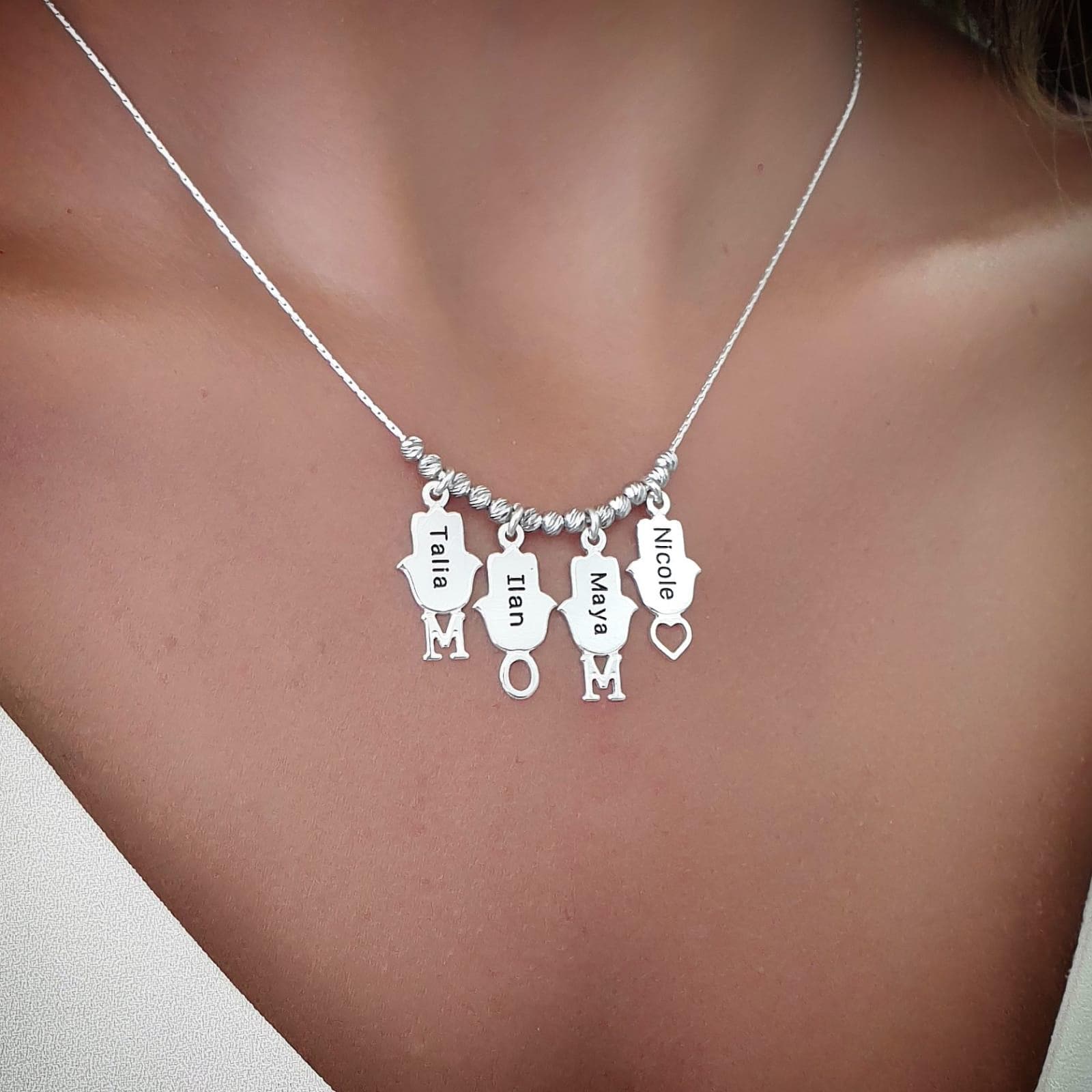 Personalized Name Necklace Mom Necklace Hebrew Name Necklace