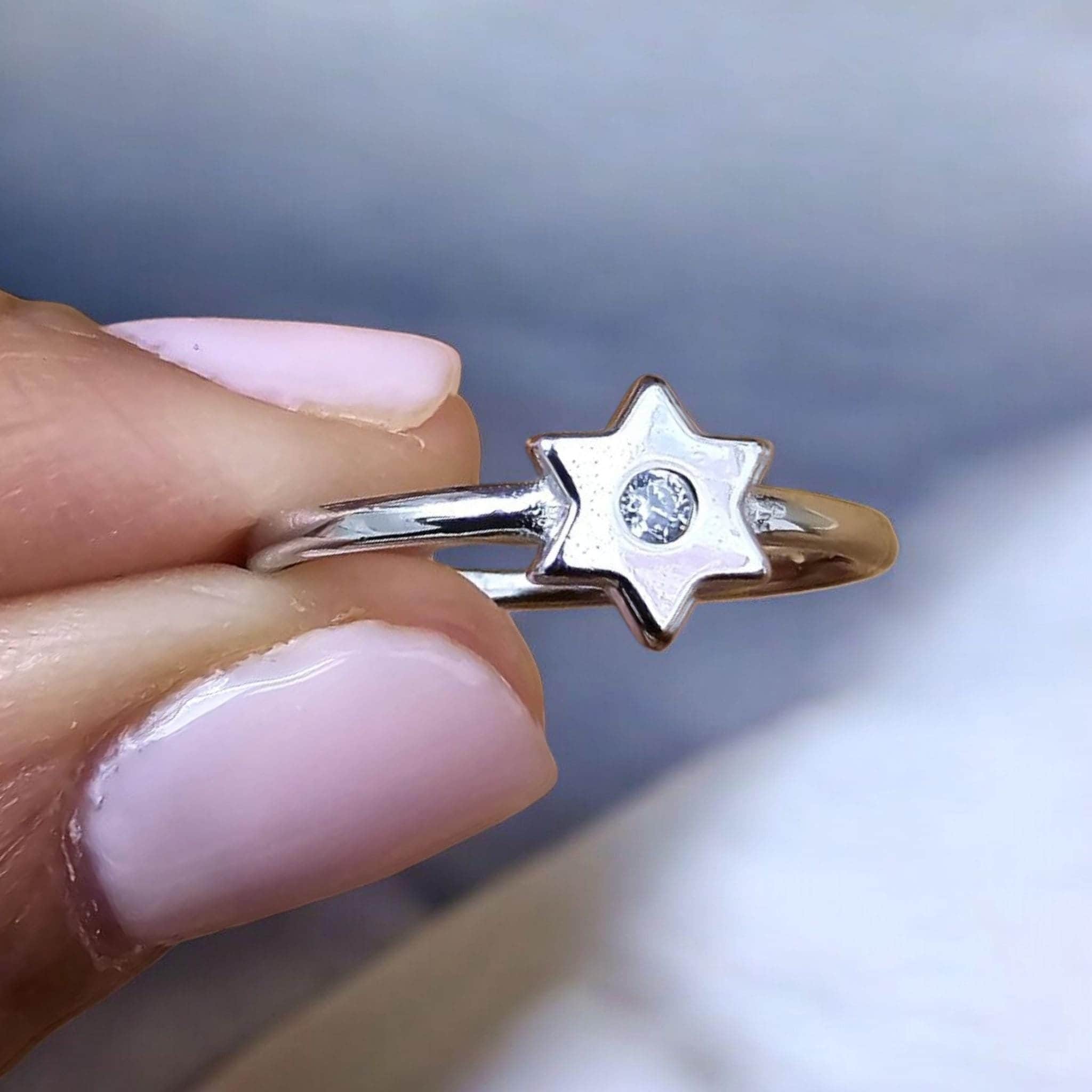 טבעת יהלום מגן דוד ישראל תכשיטי זהב לבן טבעת כוכב יהודית יודאיקה מתנת טבעת יהודית תכשיטי טבעת יודאיקה תכשיטי טבעת מגן דוד