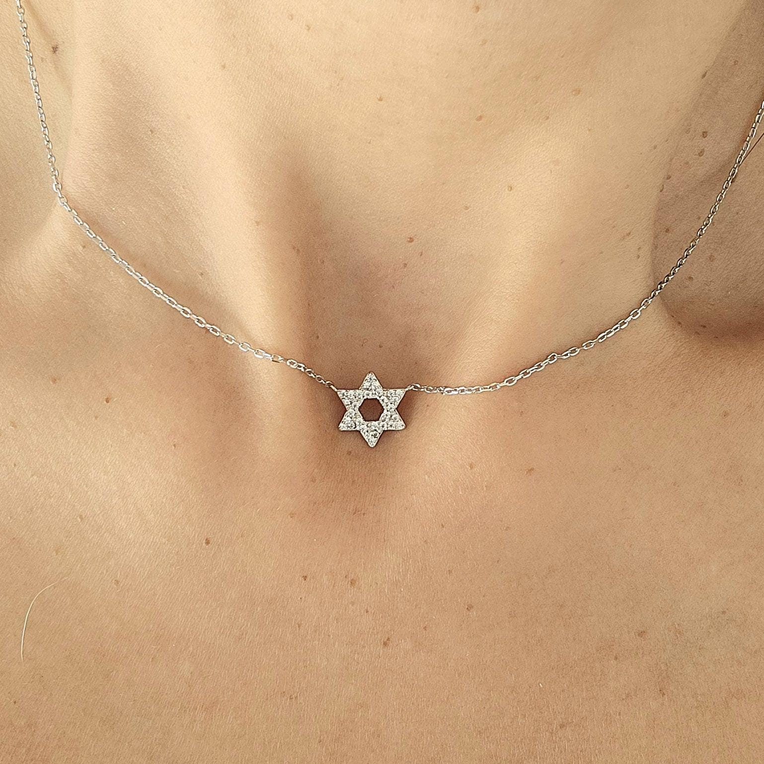 CZ שרשרת מגן דוד ישראל 925 כסף סטרלינג