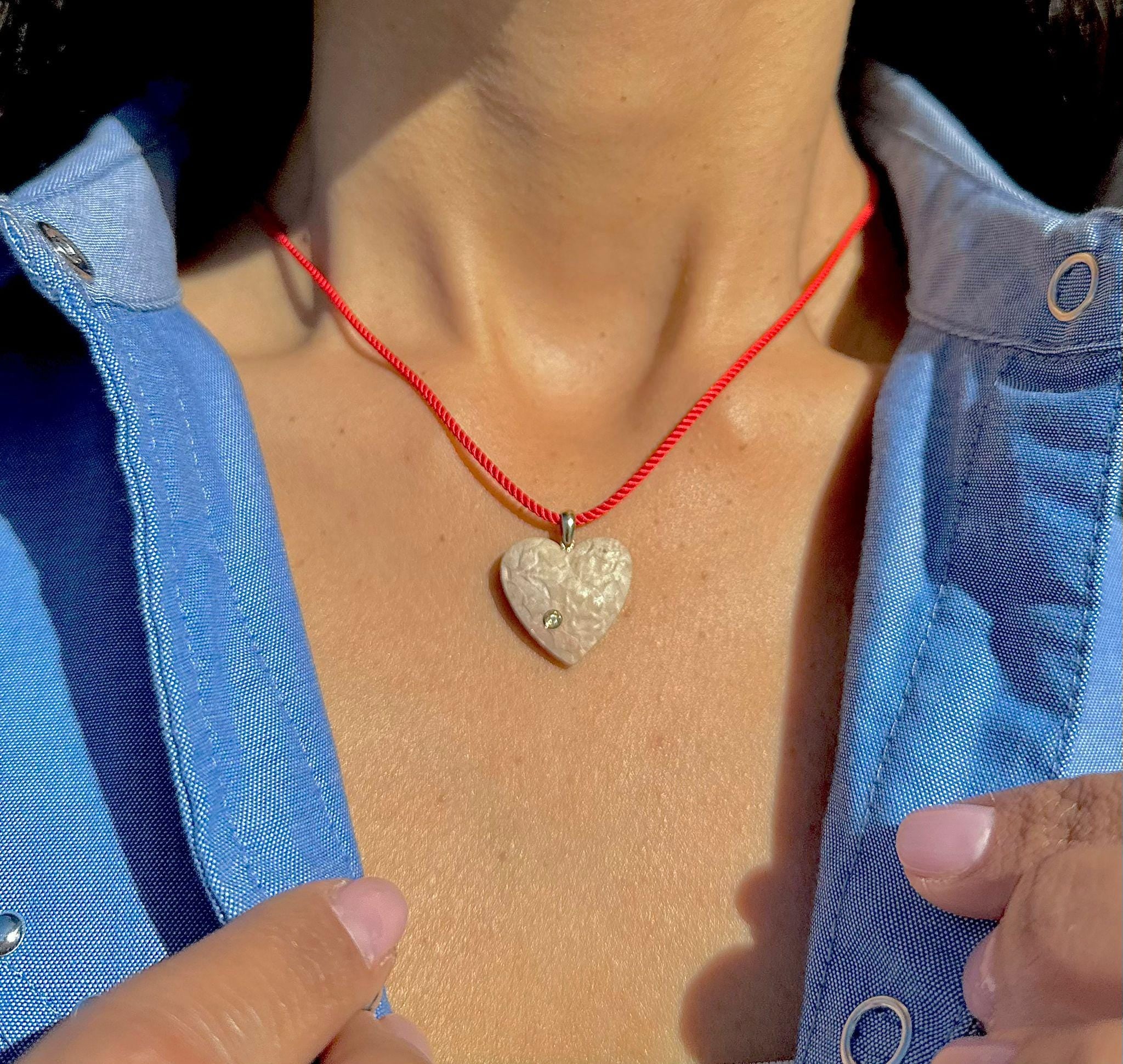 Heart Necklace Israel Jewelry Jerusalem Stone Necklace Diamonds Temple Mount