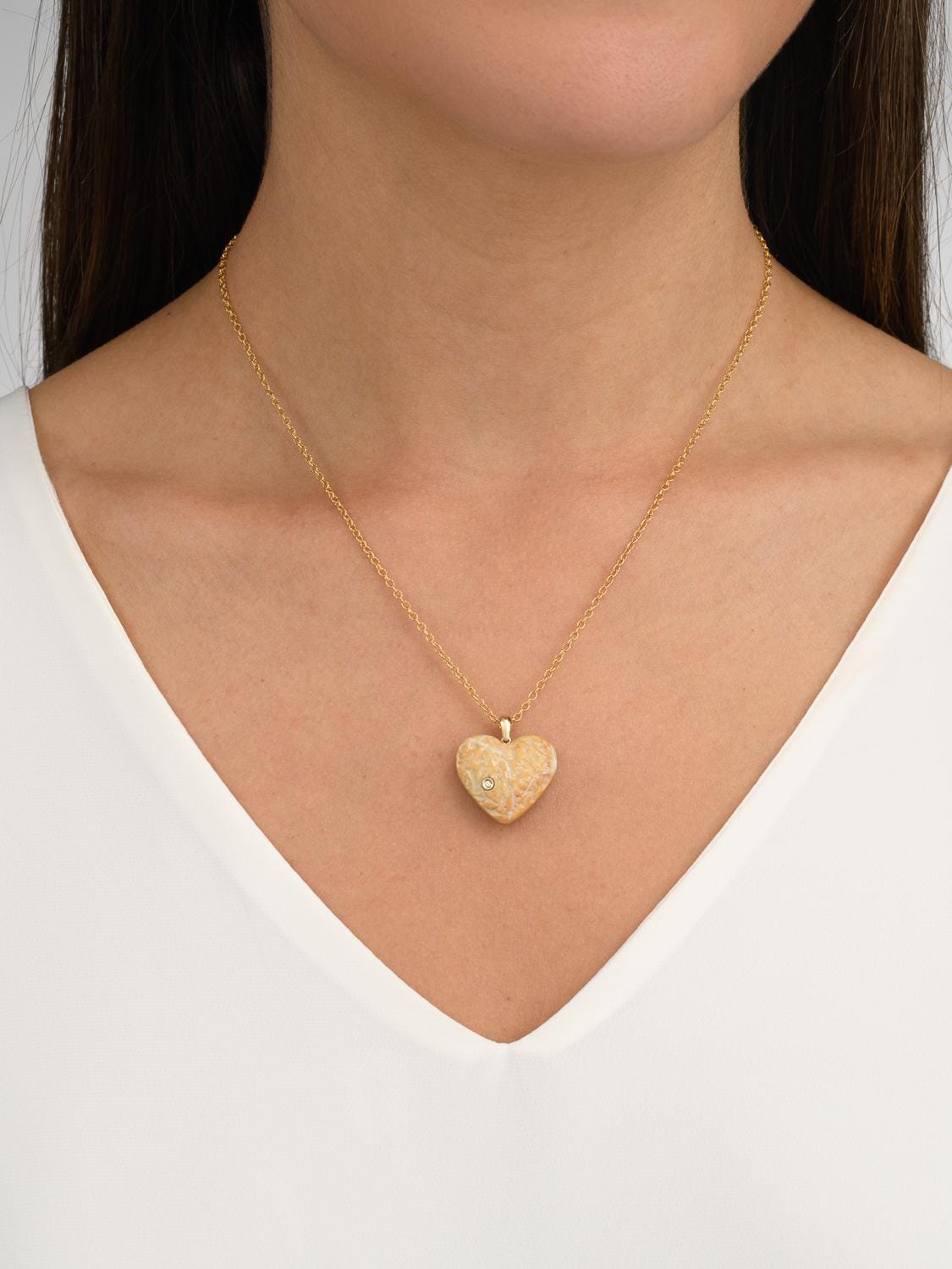 Heart Necklace Israel Jewelry Jerusalem Stone Necklace Diamonds Temple Mount