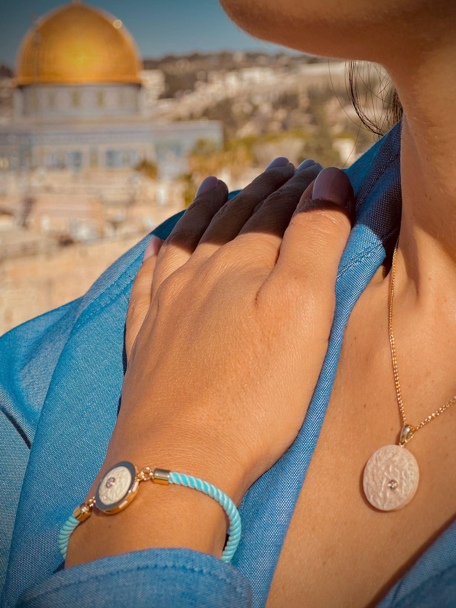 Jerusalem Stone Israel Necklace Diamond Gold Necklace Temple Mount