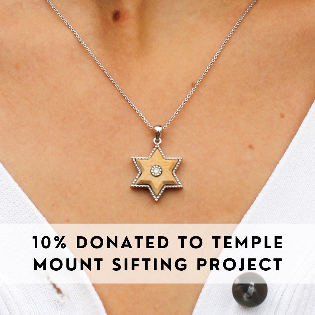 Magen David Necklace Jerusalem Stone Israel Necklace Diamond Gold Necklace Temple Mount
