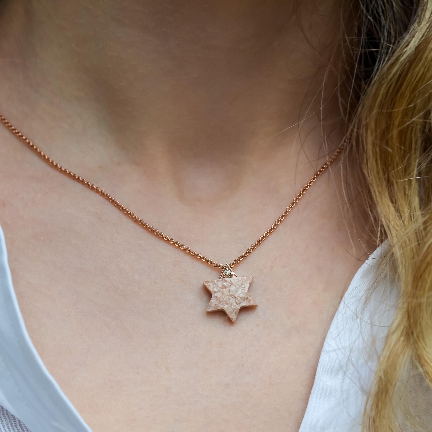 Magen David Necklace Jerusalem Stone Israel Necklace Diamond Gold Necklace Temple Mount