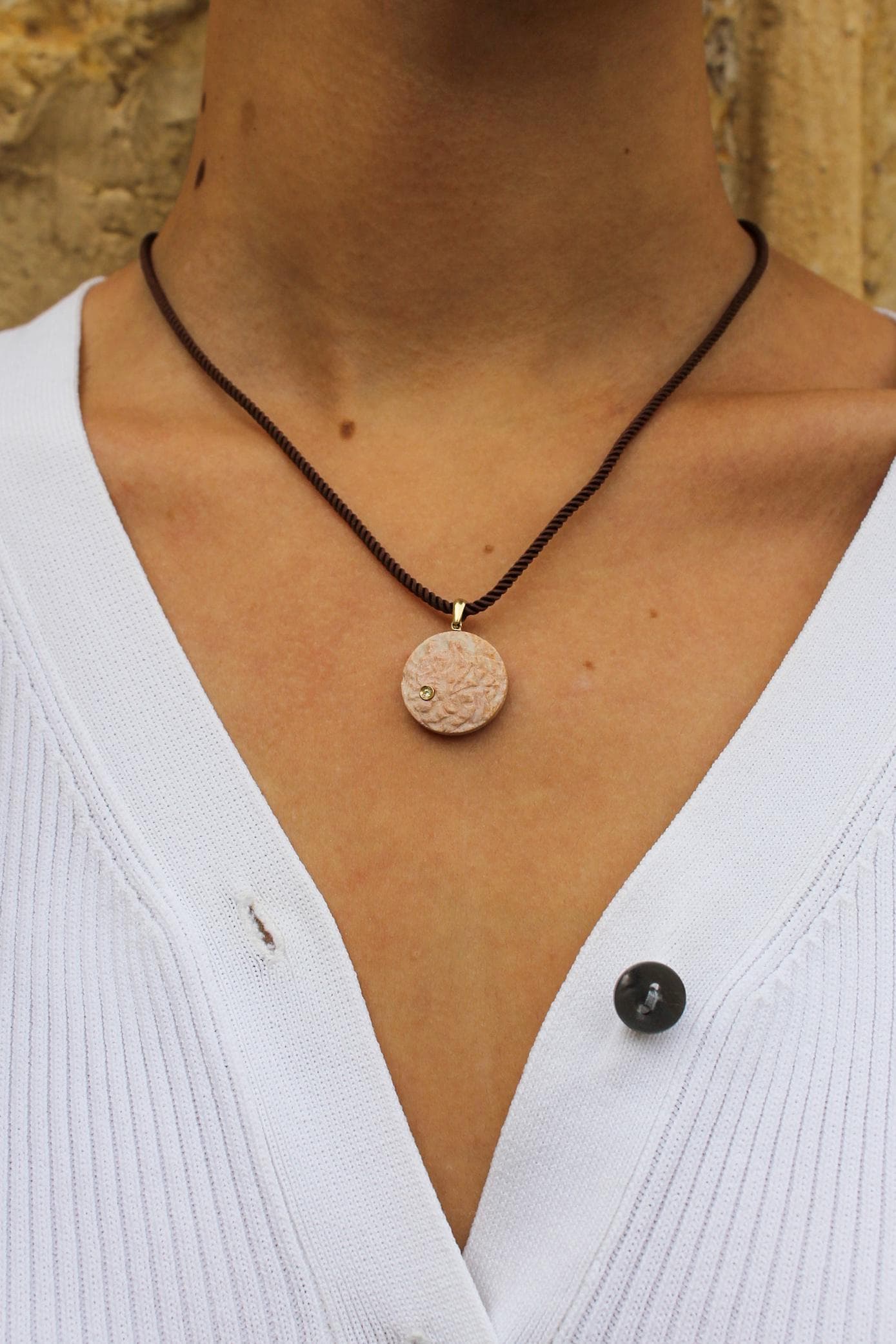 Jerusalem Stone Israel Necklace Diamond Gold Necklace Temple Mount