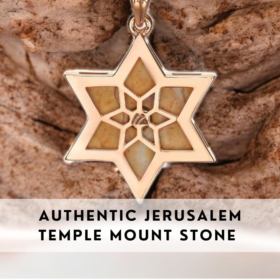 Magen David Necklace Jerusalem Stone Israel Necklace Diamond Gold Necklace Temple Mount